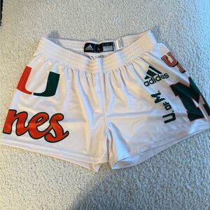 Miami Hurricanes Adidas Women's White Athletic Shorts Never Worn!